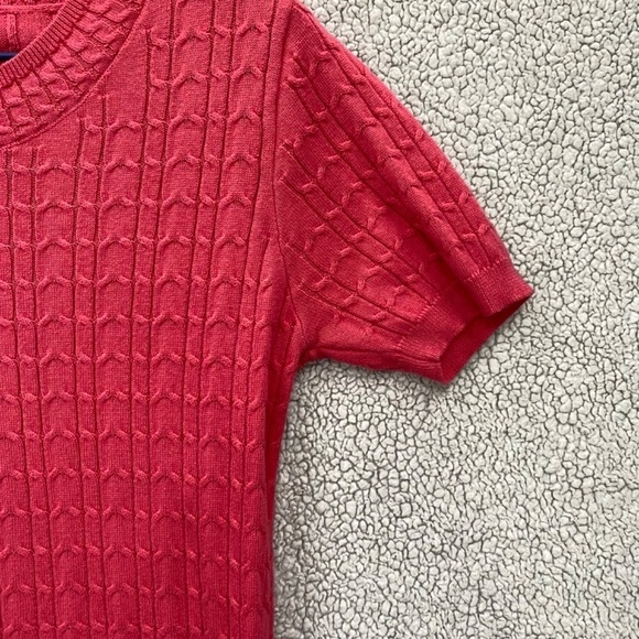 Betas Choice Sweater Womens Medium Red Knit Short Sleeve Stretch Crew Neck - Picture 6 of 8